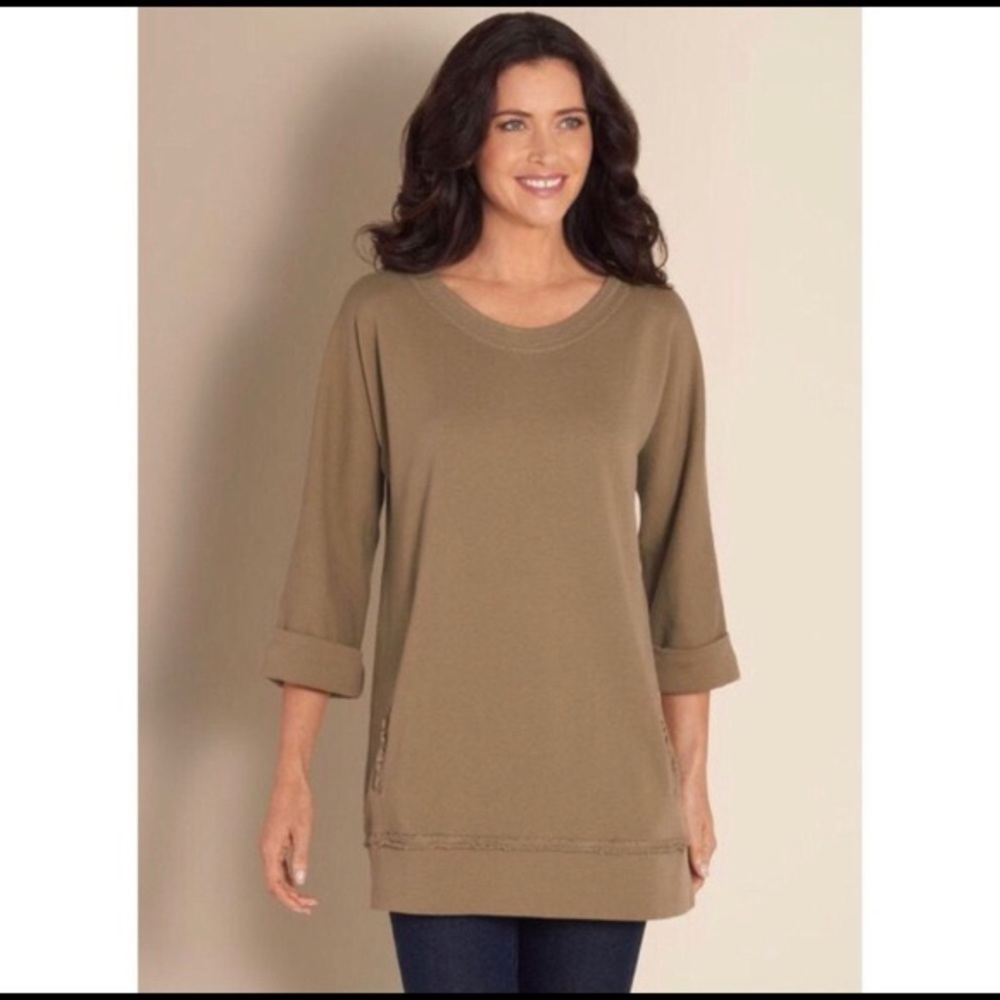 Soft Surroundings Taupe/Brown Peruvian Pullover